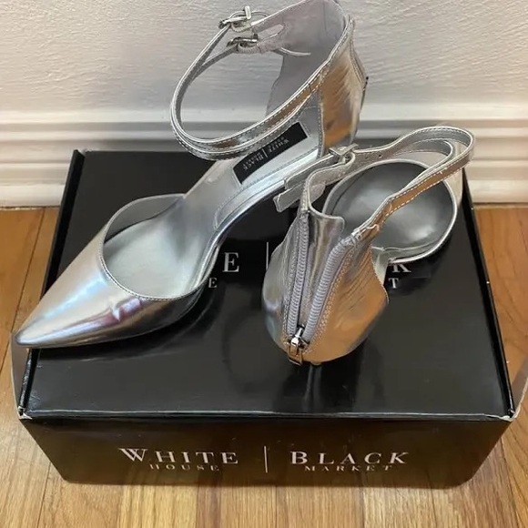 White House Black Market Silver Women's Heels with zip at back
Good condition - Picture 1 of 6